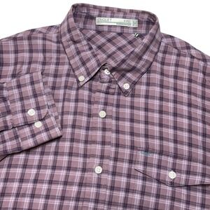 Criquet Mens XXL Purple Plaid Button Down Shirt Western Yoke Performance Stretch